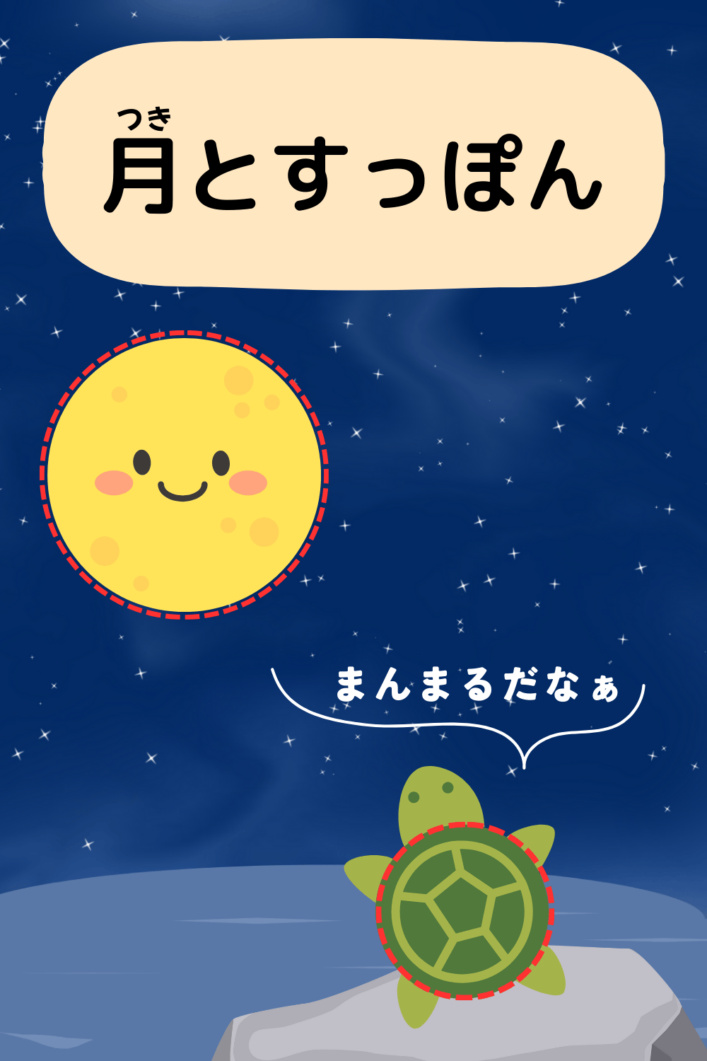 月とすっぽん｜ことわざクイズの答えイラスト