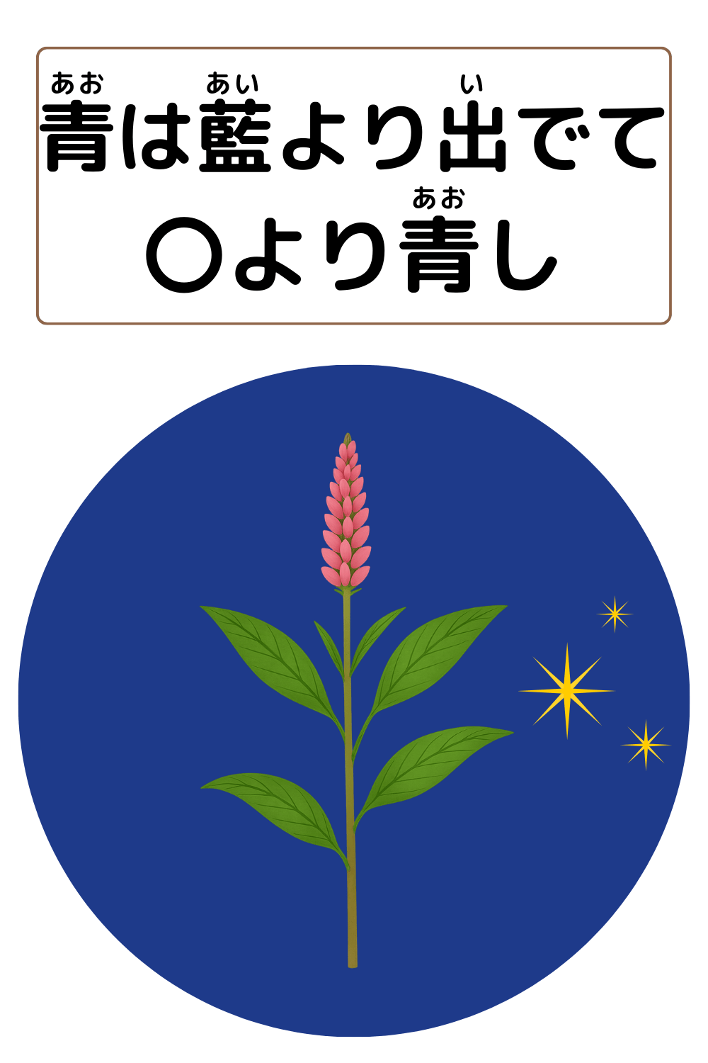 青は藍より出でて藍より青し｜ことわざクイズのイラスト