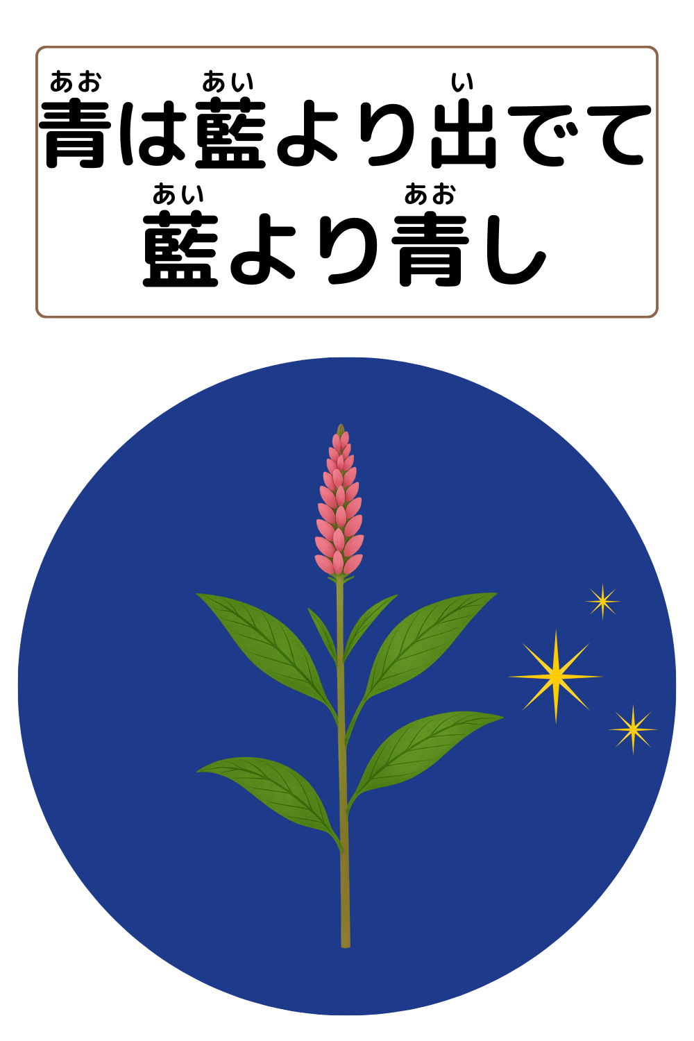青は藍より出でて藍より青し｜ことわざクイズの答えイラスト