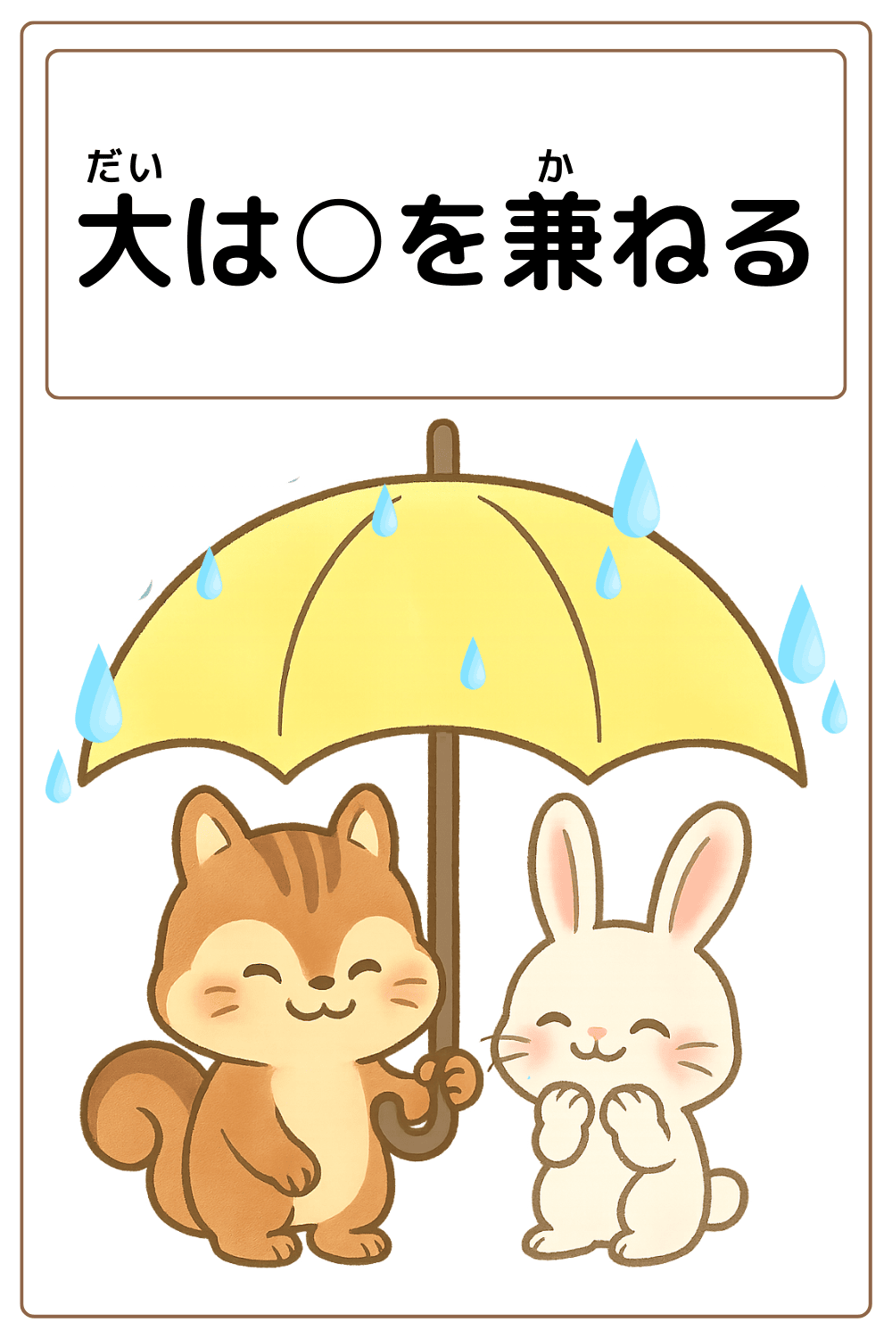 ことわざクイズ：大は〇を兼ねる。〇に入る漢字は何でしょう？