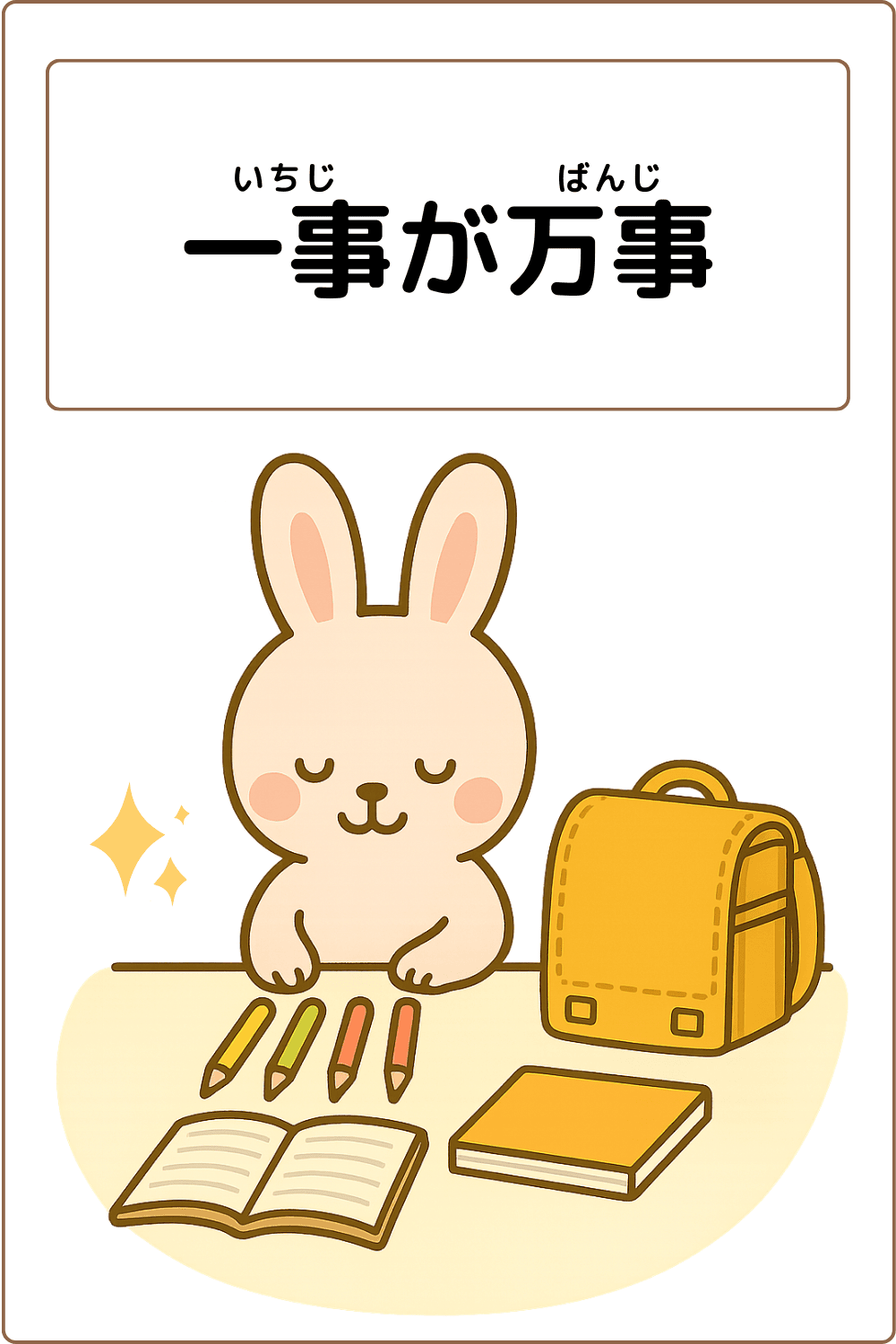 ことわざクイズ「一事が万事」の完成イラスト