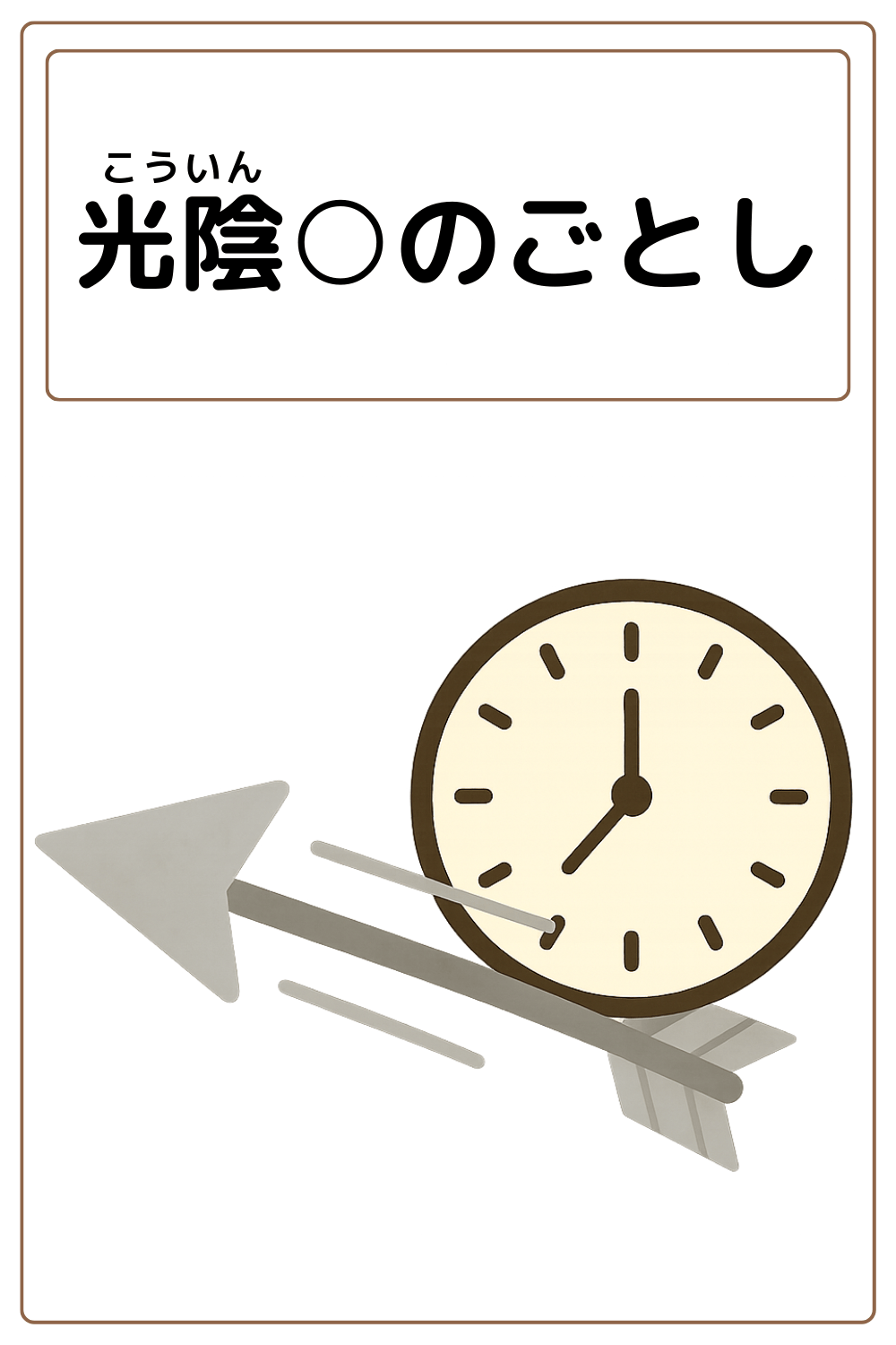 ことわざクイズ：光陰〇のごとし。〇に入る漢字とひらがなは何でしょう？