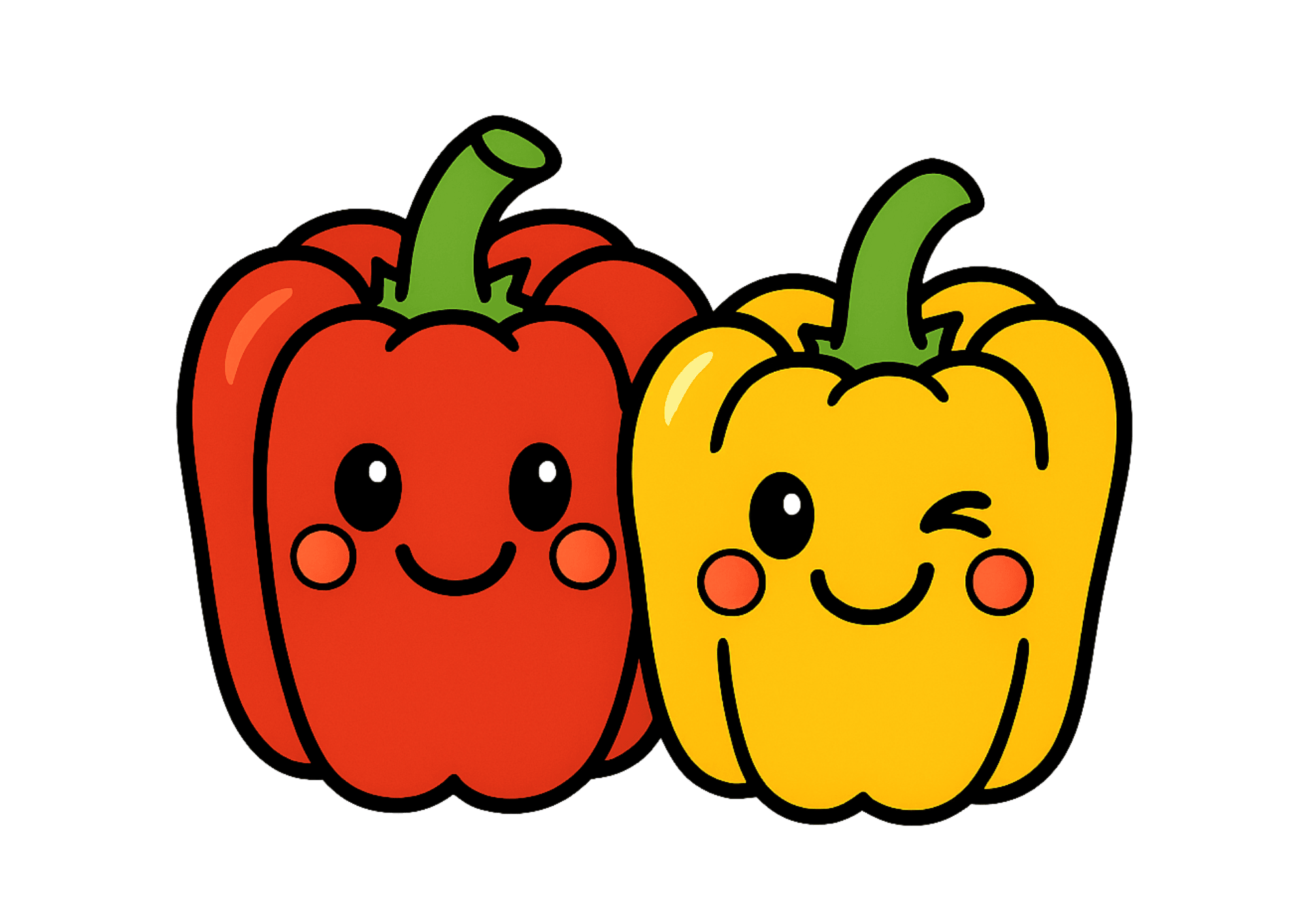 パプリカのぬりえ・ちぎり絵｜幼児〜小学生向けのかわいい無料素材【完成イメージ付き】