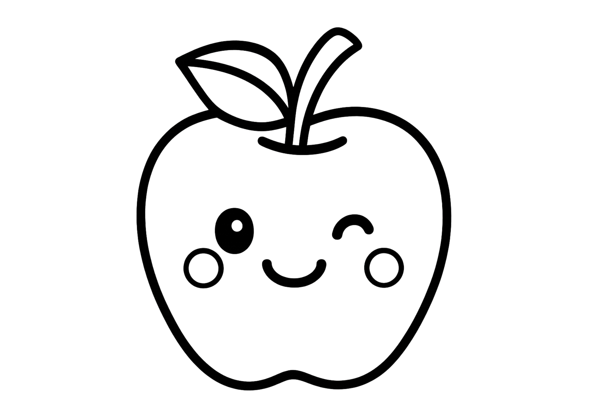 りんごのぬりえ・ちぎり絵｜かわいい無料素材【完成イメージ付き】